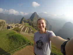 Traveller hiking Inca Trail to Machu Picchu in Peru