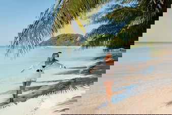 group travellers on the beach