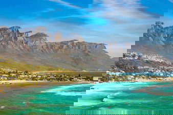 View of Cape Town in South Africa with Beaches and Table Mountain