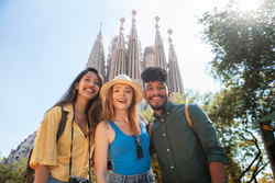 Group of travellers in Spain Barcelona