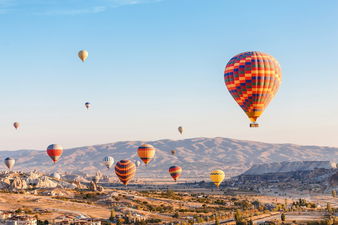 View of Hot Air Balloons in Cappadocia Turkey