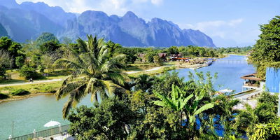 View of Nam Song River in Vang Vieng Laos