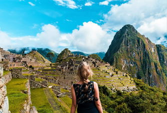 Group traveller at Machu Picchu in Peru
