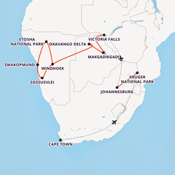 Highlights of Southern Africa Map
